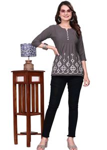 Stylish Grey Embroidered Top