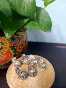 Set Of Silver Jhumka Earrings