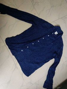 wrogn Striped Blue Shirt