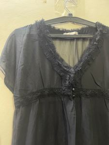 Black Sheer Lace Trim Top