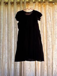 Black Flutter Sleeve Maternity Dress