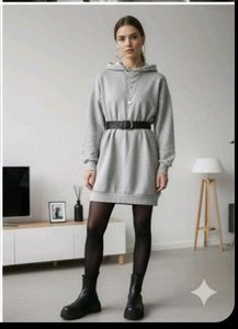 Cozy Grey Hoodie Dress