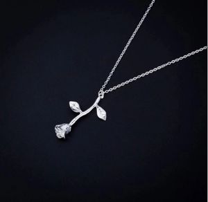 Silver Rose Pendant Necklace