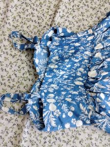 Totally New Blue White Paded Frock