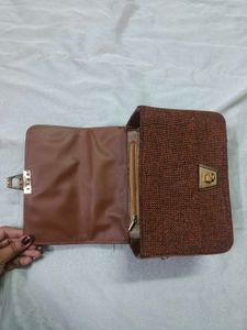 Vintage Brown box Handbag with gold hardware