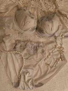 Korean Coquette Blue Lace Bra And Underwear Set