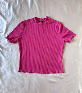 Shein Barbie Pink Ribbed Top