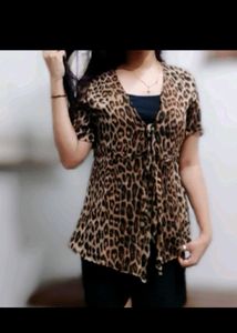Leopard Print Tie-Front Top