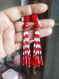 Red &amp; White Beads Earrings