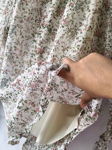 Floral Pleated Mock Neck Top