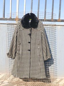 Houndstooth Coat🦓 Faux Fur Collar