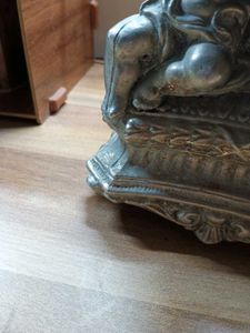 antique Silver plated cast metal angels lamp Base