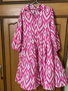 Pink &amp; White Print Button-Down Dress
