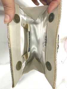 Silver Woven Clutch with Stone Detail