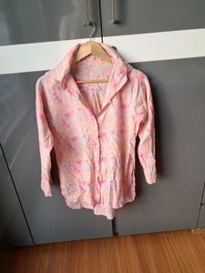 Floral Print Button-Down Shirt Bottom CordSet