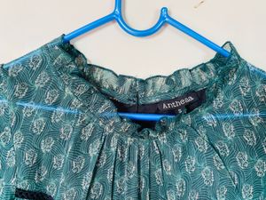 Elegant Green Print Top