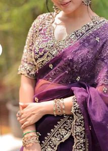 New Organza saree with designer blouse piece