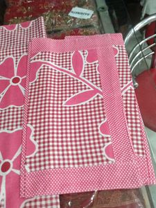 Pink Floral Checkered Bedsheet Set