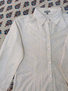 Cream colour Shirt With Multicolour Lines