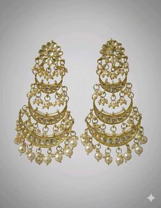 Long Earing  With Pearl &amp; Crystal