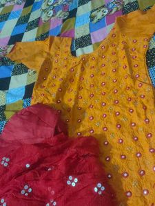 cute navratri kurta salwar and dupptta set