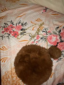 Fuzzy Brown Crossbody Bag