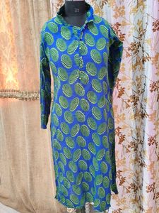 Blue & Green Printed Kurta