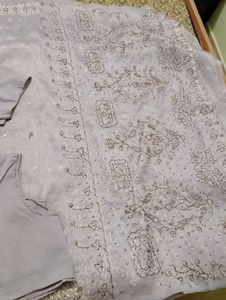Elegant Lavender Embellished Saree