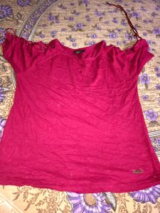 Burgundy Cold Shoulder Top