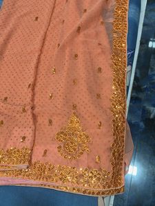 Elegant Peach Saree