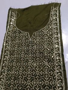 Neck Embroidery Patch Mehendi Green Golden Colour