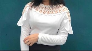 Women Laced Design Full Sleeved Top In White