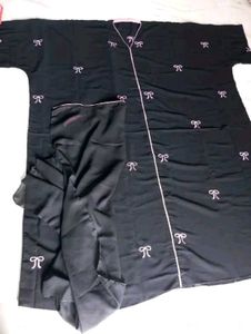 Trendy Embroidered Bow Abaya
