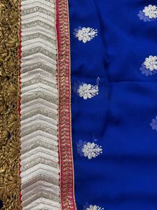 Royal Blue Embroidered Saree
