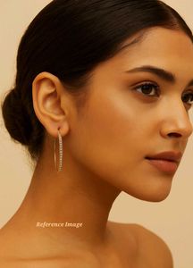 Golden Hoop Earrings With Silver Rhinestones 💛