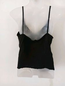 Black Fringe Detail Tank Top