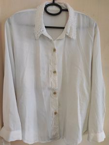 Lace Colar White Tops