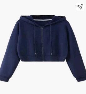 Navy Blue Cropped Hoodie