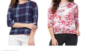 Floral & Plaid 3/4 Sleeve Tops