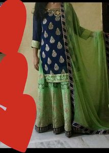 Elegant Green And Blue Lehanga