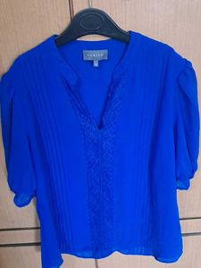 Elegant Blue Lace Blouse