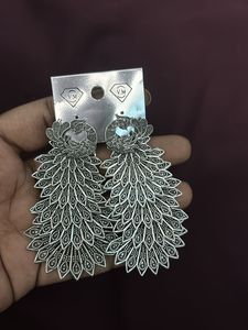 Silver Peacock Earrings