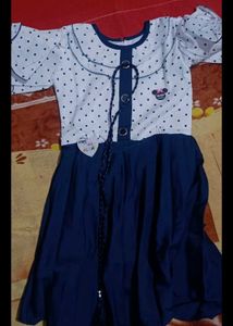3years Kids Dress White With Blue Wit Good Quality