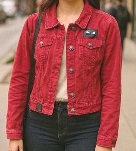 Red Denim Jacket - Stylish & Unique