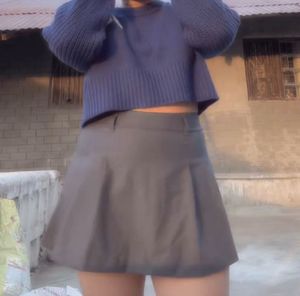 Gray Pleated Skirt