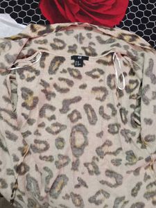 H&amp;M Leopard Print Front Open Cardigan