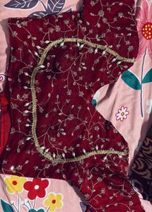 Maroon Embroidered Blouse