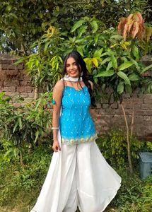 Backless Embodari Blue Kurti