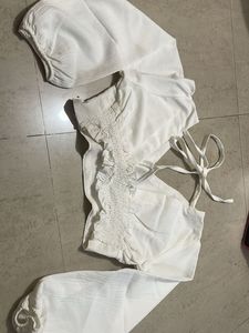 White Tie Back Top