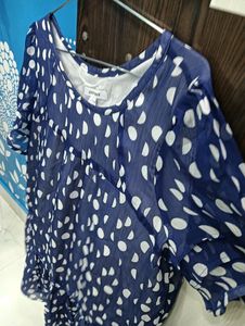 Blue Dress with white spot